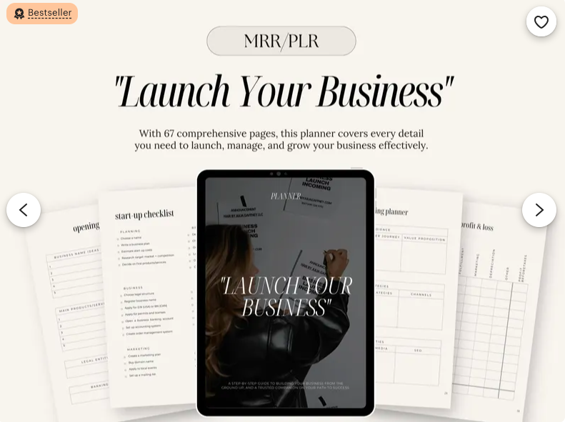 Launch Your Business Planner w/ Master Resell Rights, Small Business Planner, MRR Digital Planner, PLR Digital Products, Digital Marketing