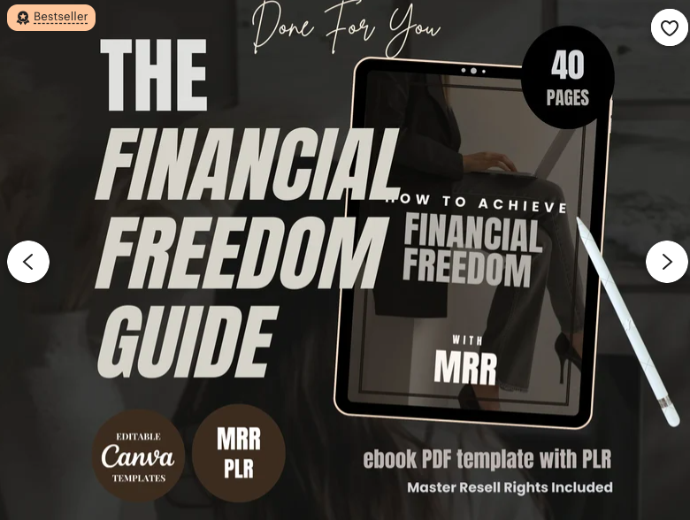 Financial Freedom 40 Page with PLR, ebook PDF template with Mrr, Master Resell Rights , Passive Income,Small Business,Resell Right