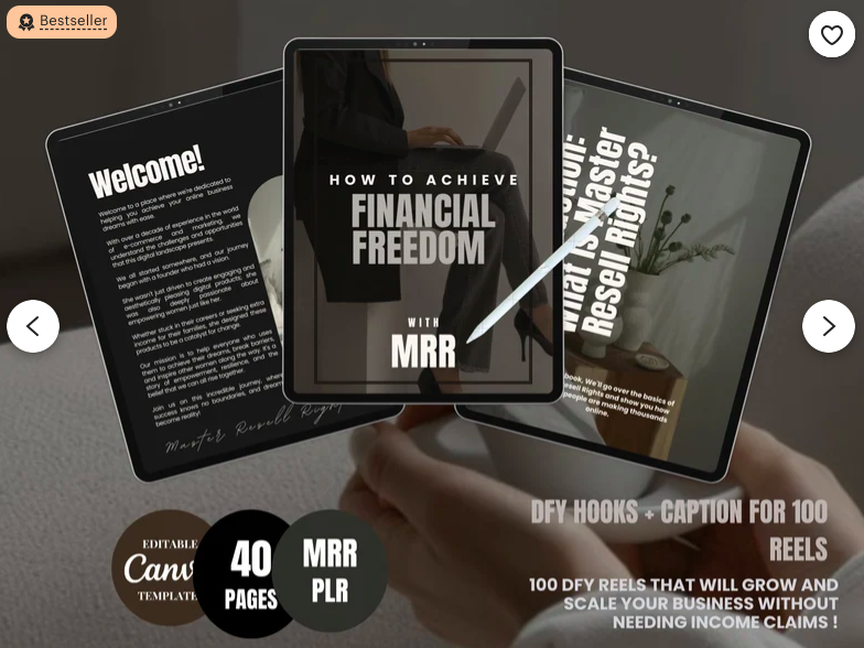Financial Freedom 40 Page with PLR, ebook PDF template with Mrr, Master Resell Rights , Passive Income,Small Business,Resell Right