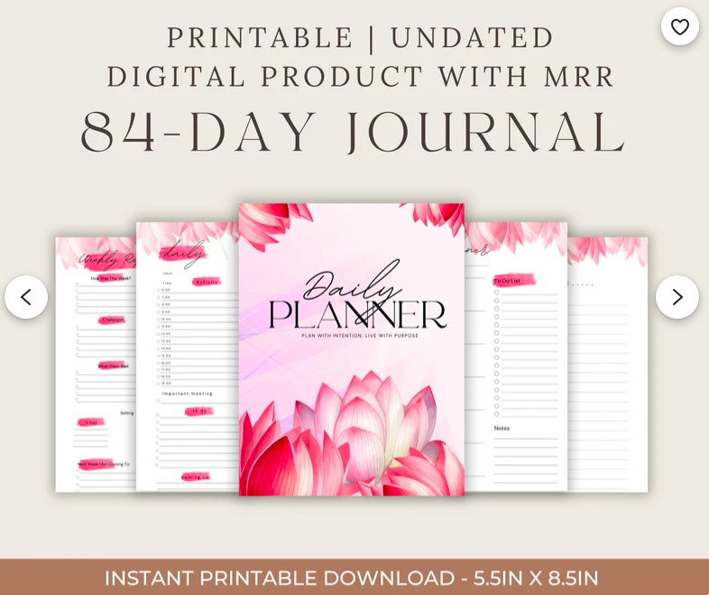 Set of 3 Canva Templates of a 12 Weeks Undated Daily Planner, ready to be used/personalized or resell as a digital product with MRR PLR
