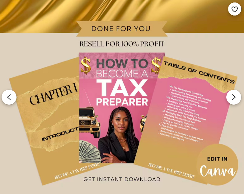 Tax Preparer Guide Start a Tax Business Step-by-Step eBook Digital Download Resell Rights Editable Template