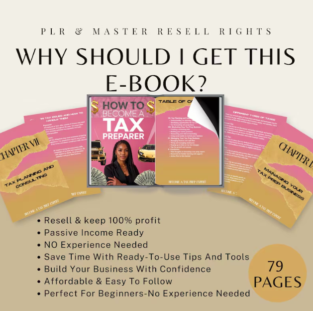 Tax Preparer Guide Start a Tax Business Step-by-Step eBook Digital Download Resell Rights Editable Template
