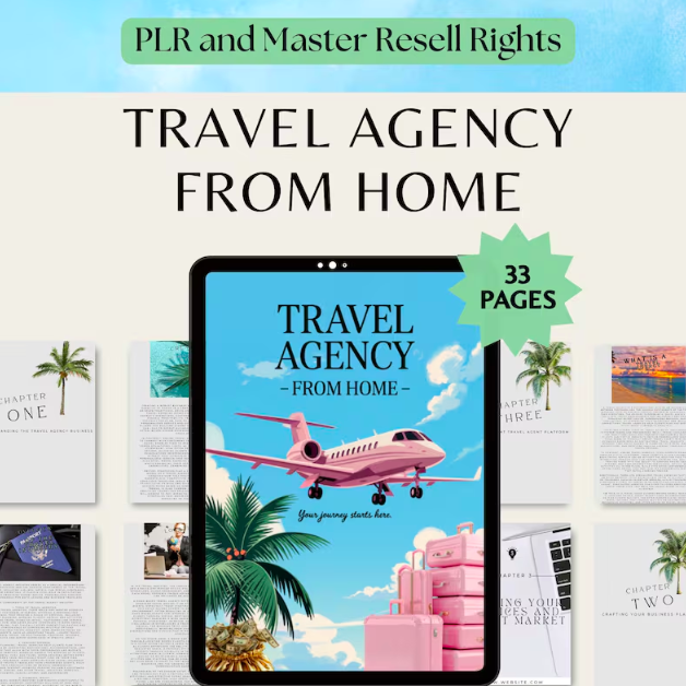 Travel Agency From Home | Setup, Clients, Services Guide | Editable eBook | PLR Digital Download | Resell Rights