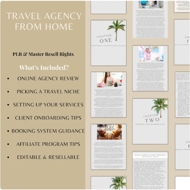 Travel Agency From Home | Setup, Clients, Services Guide | Editable eBook | PLR Digital Download | Resell Rights