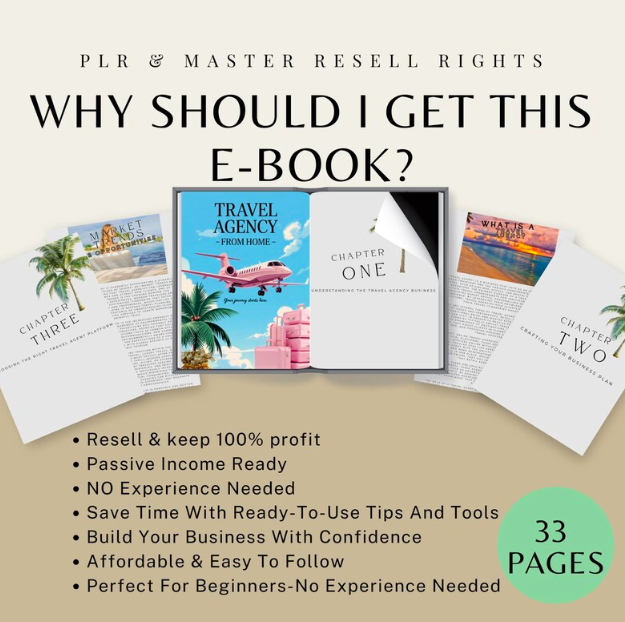 Travel Agency From Home | Setup, Clients, Services Guide | Editable eBook | PLR Digital Download | Resell Rights