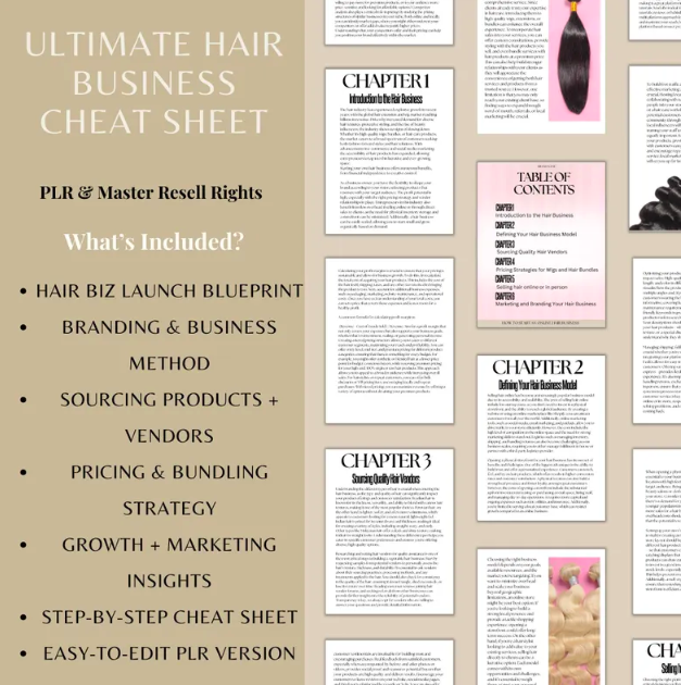 Ultimate Hair Business Cheat Sheet | Start Hair Brand | Vendor + Pricing Tips Editable eBook Resell Rights Digital Download