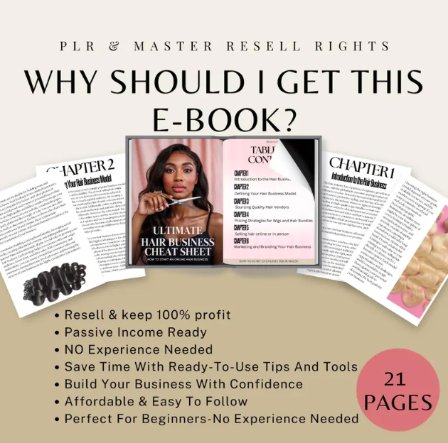 Ultimate Hair Business Cheat Sheet | Start Hair Brand | Vendor + Pricing Tips Editable eBook Resell Rights Digital Download