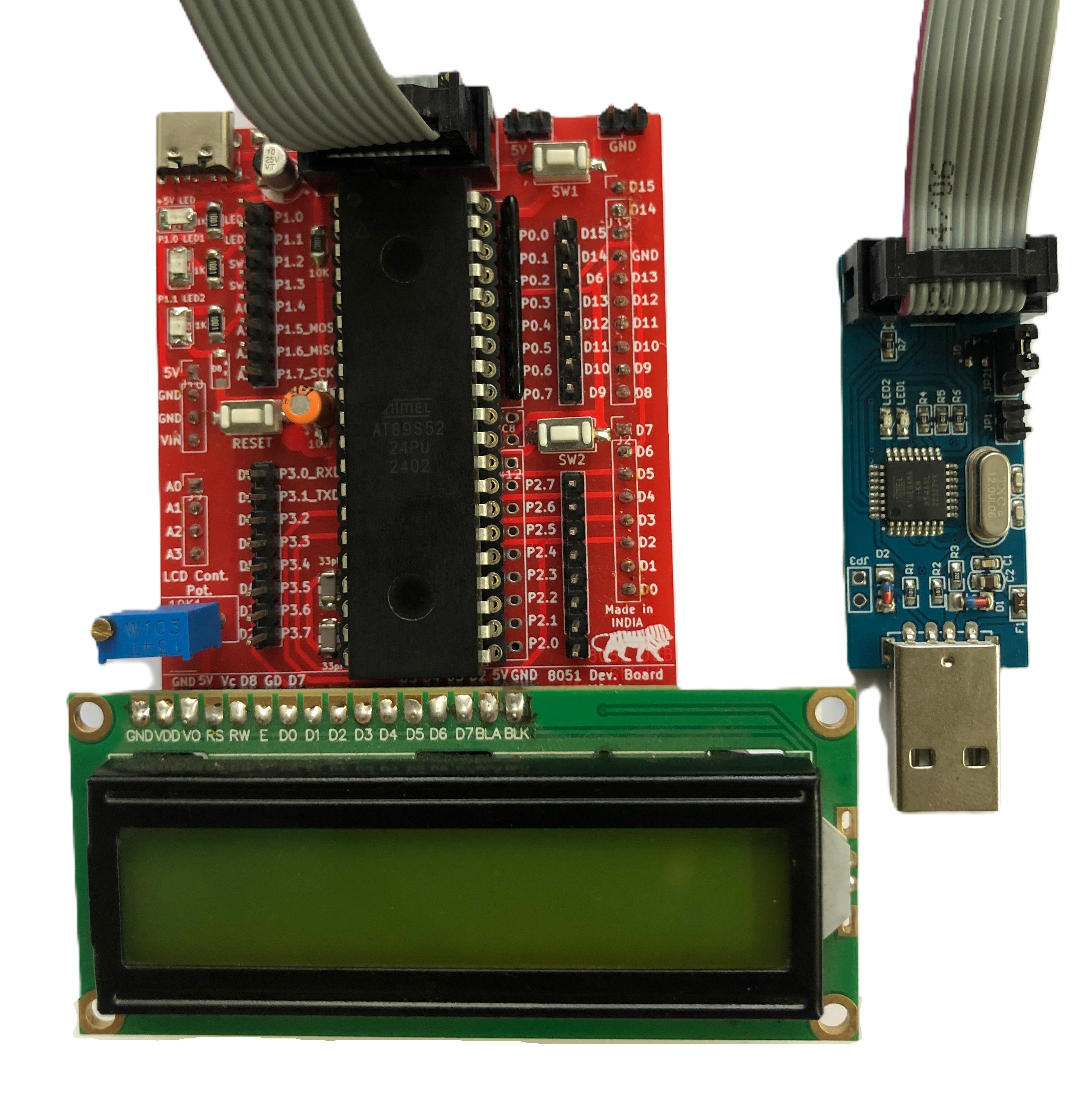 8051 Mini Development Board(With IC, Programmer & LCD included )