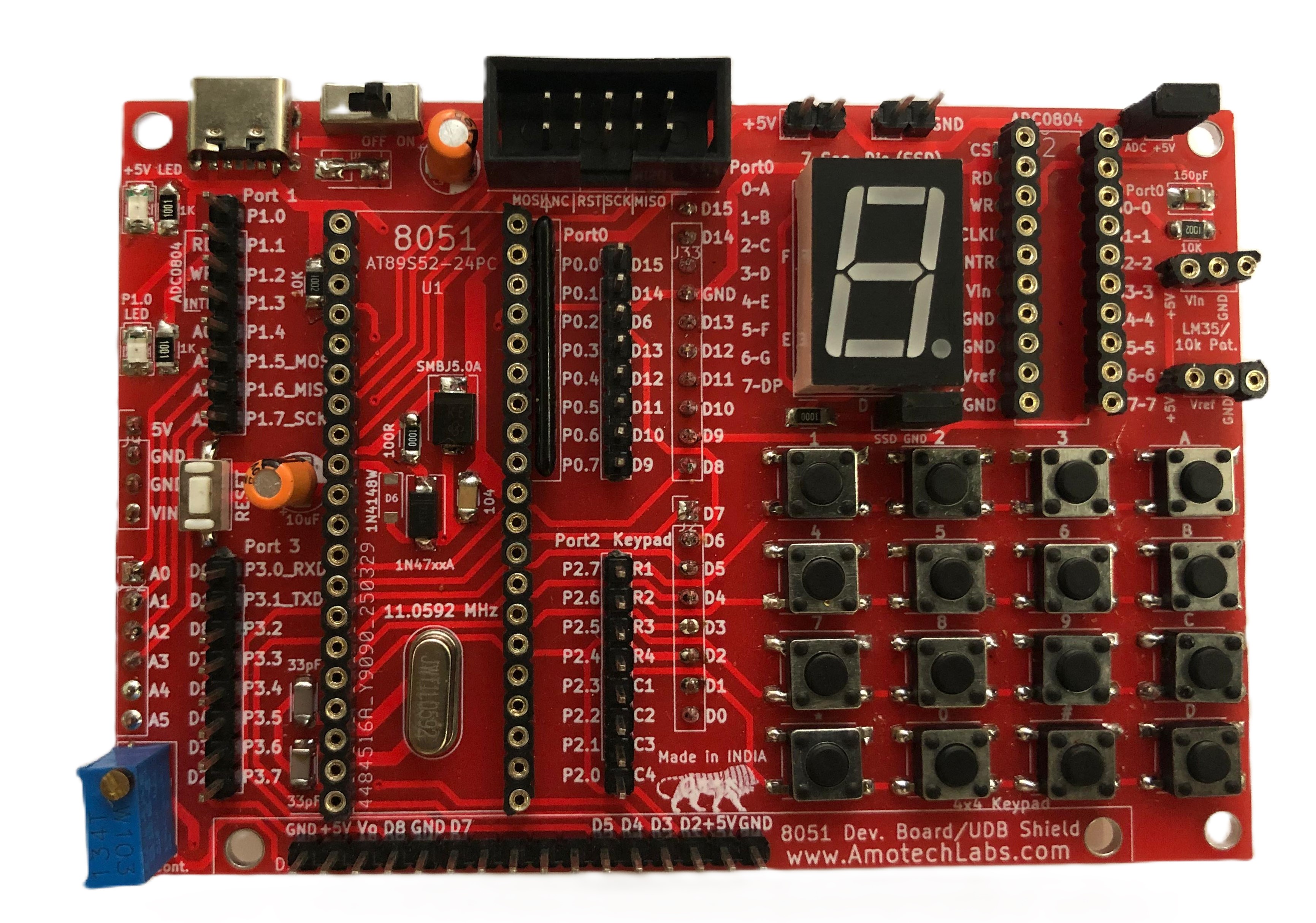 8051 Development Board(Without IC, Programmer and LCD)