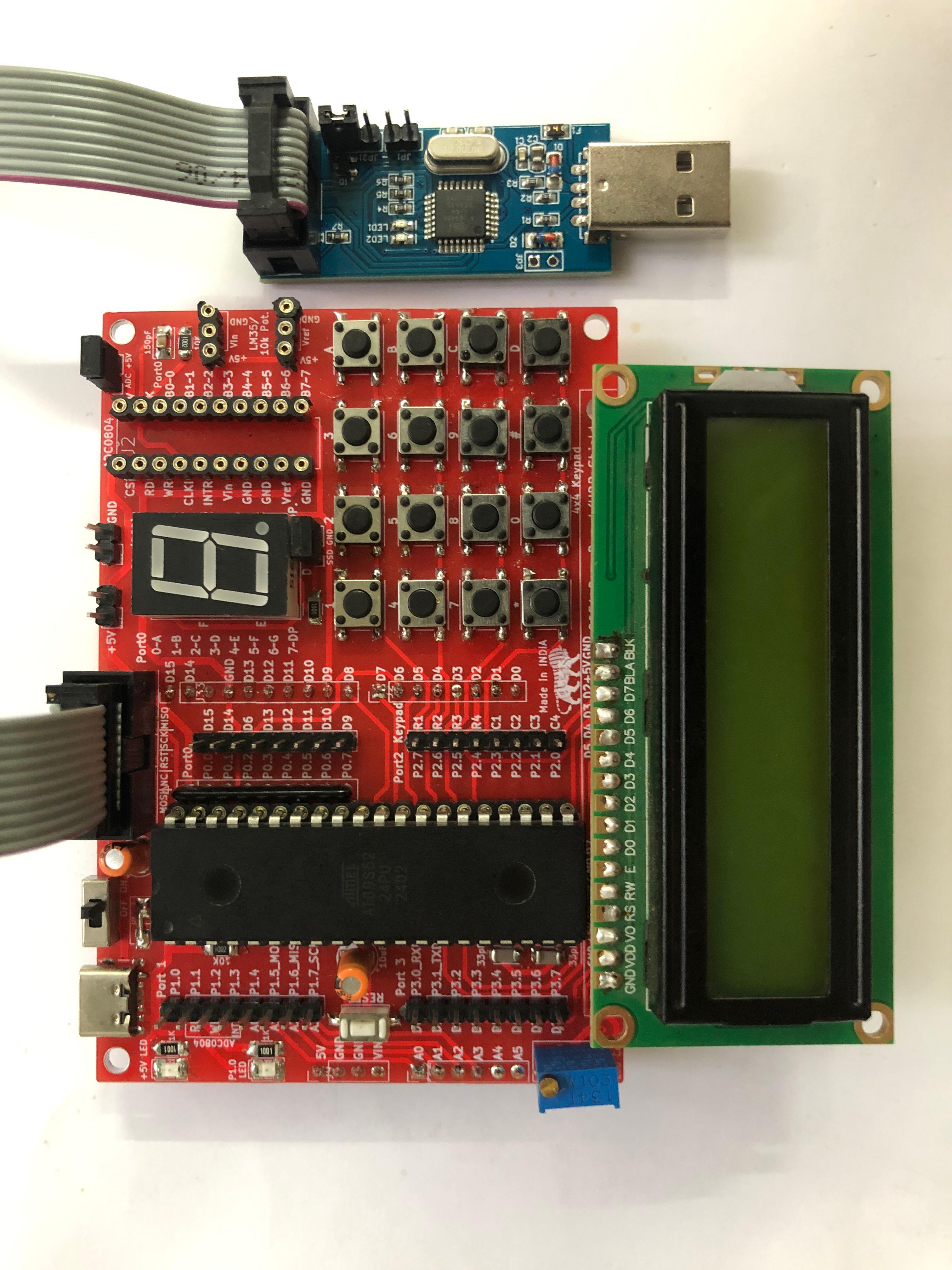 8051 Development Board (With IC, Programmer & LCD included ) 