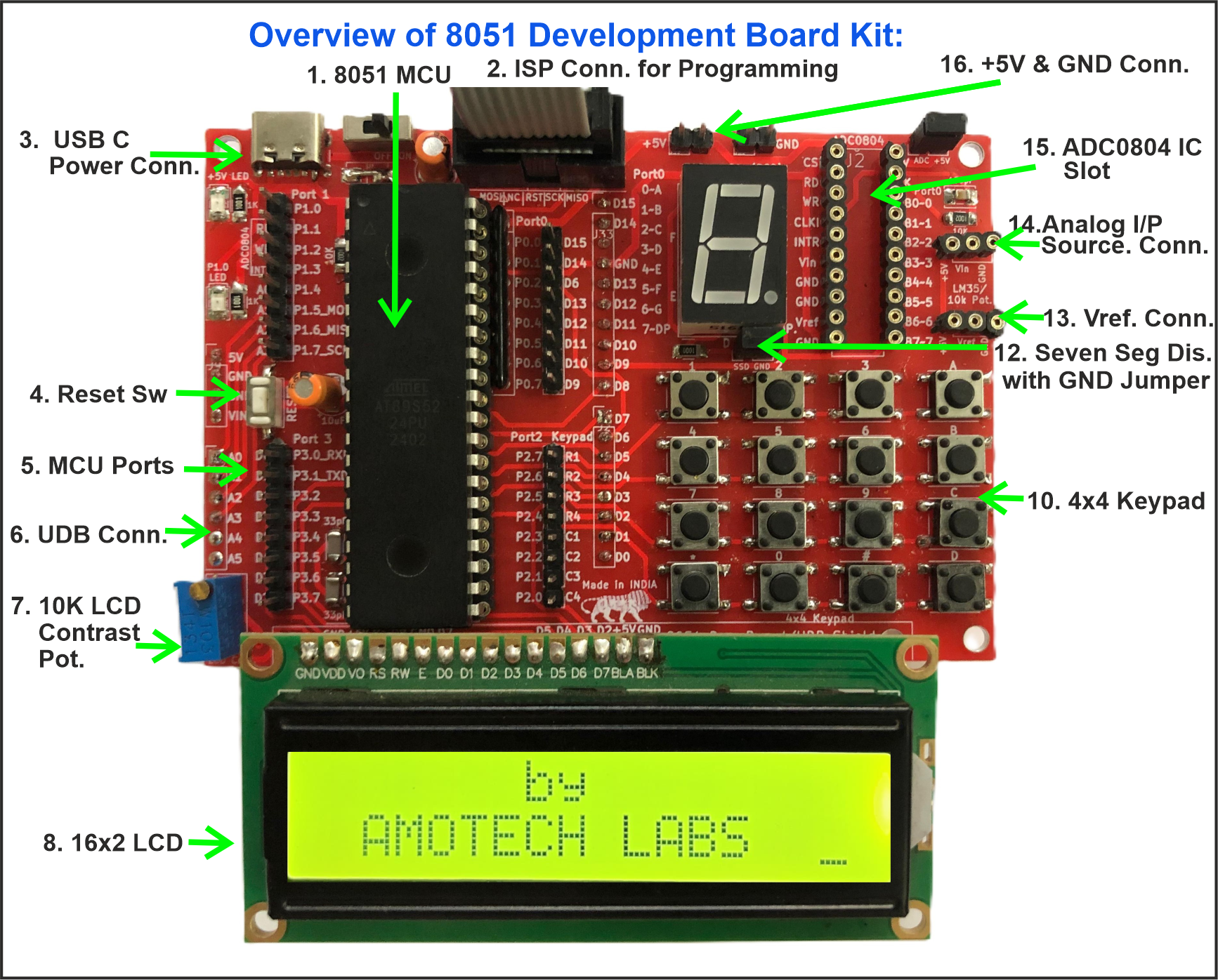 8051 Development Board (With IC, Programmer & LCD included ) 
