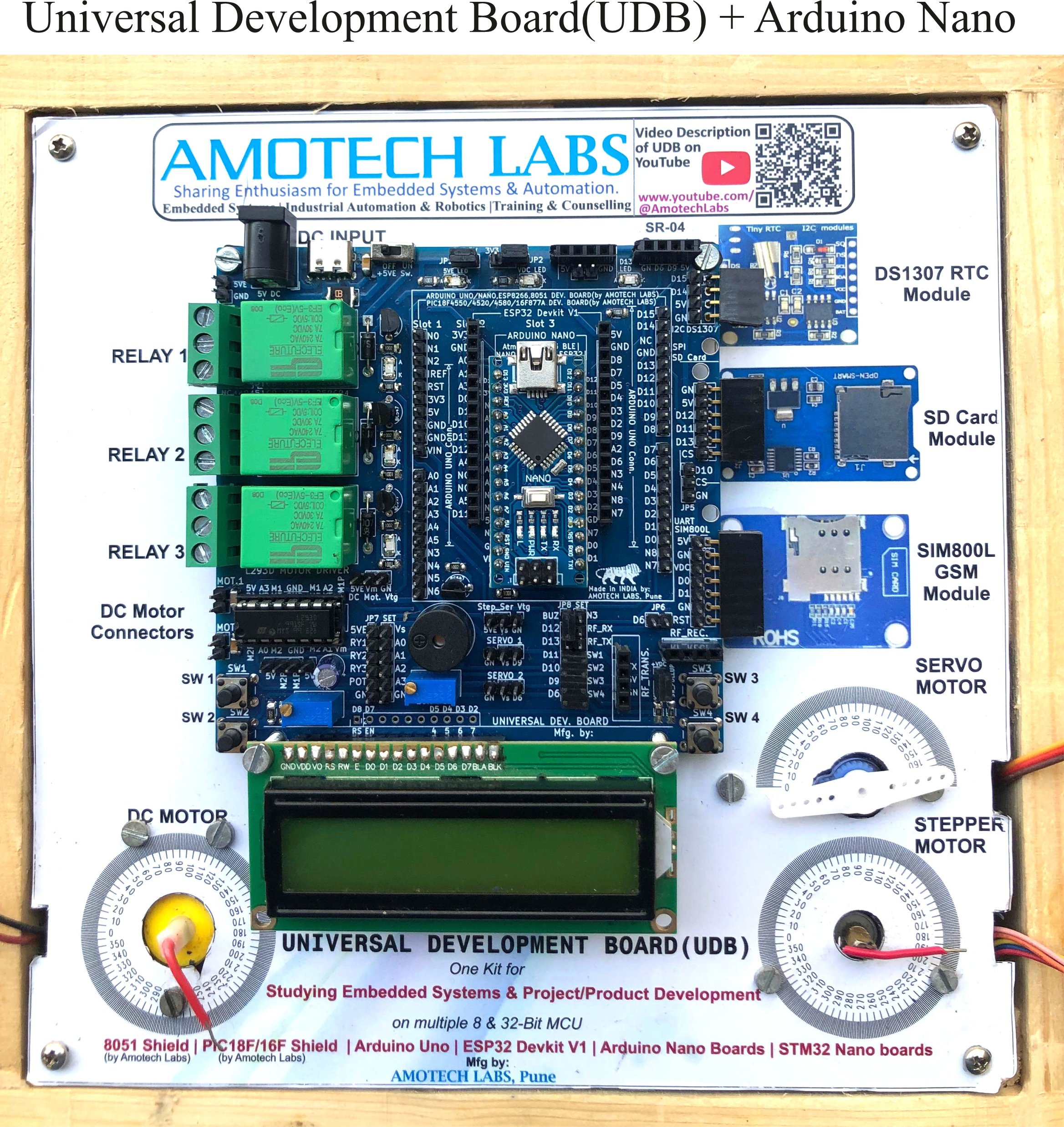 Universal Development Board(UDB) Kit [One Development Board for 8051, PIC18Fxxx, ESP32,STM32 and Arduino Microcontrollers] 