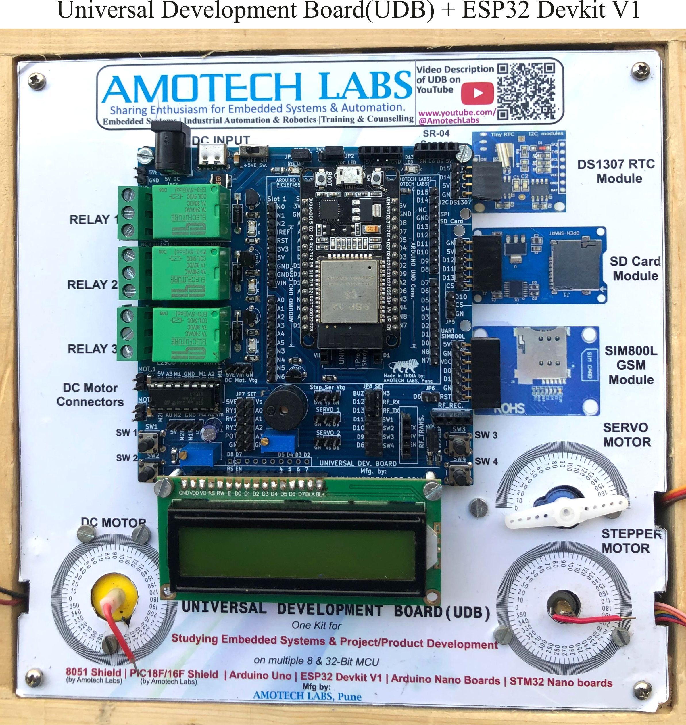 Universal Development Board(UDB) Kit [One Development Board for 8051, PIC18Fxxx, ESP32,STM32 and Arduino Microcontrollers] 