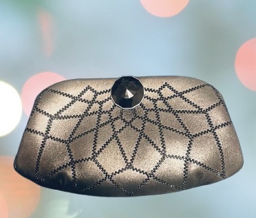 Judith Leiber Black Crystals Gunmetal Clutch 