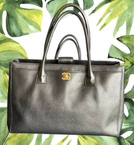 Authentic Chanel Cerf Black Leather Handbag