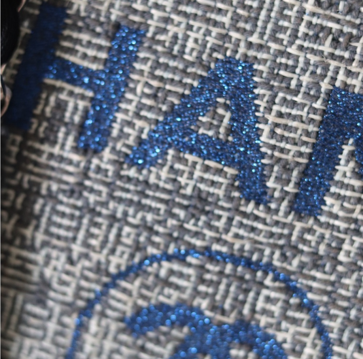 Authentic Chanel Deauville Blue Silver Glitter Tote Bag