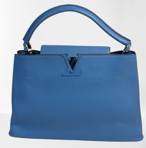 Louis Vuitton Capucines Blue Leather MM Bag