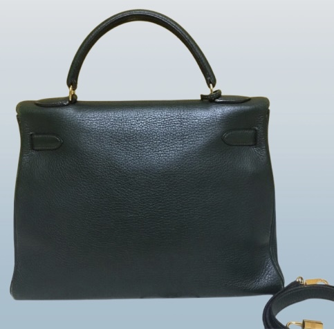Hermès Vert Green Leather Kelly 32 Bag