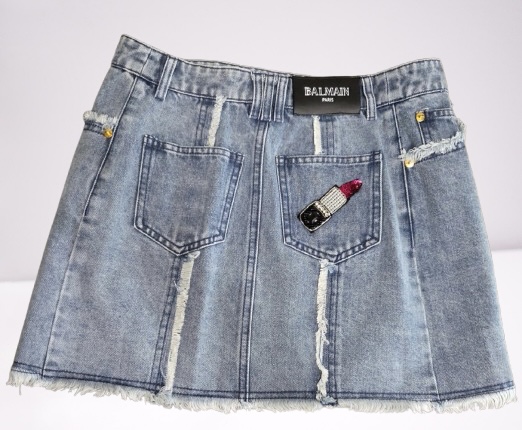 Balmain Denim Sequin Skirt Medium