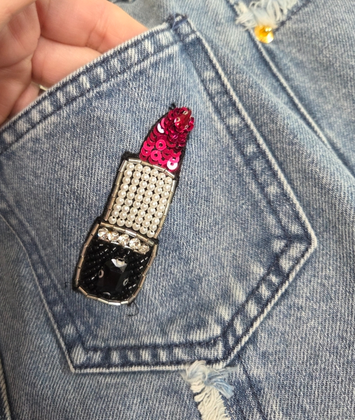 Balmain Denim Sequin Skirt Medium