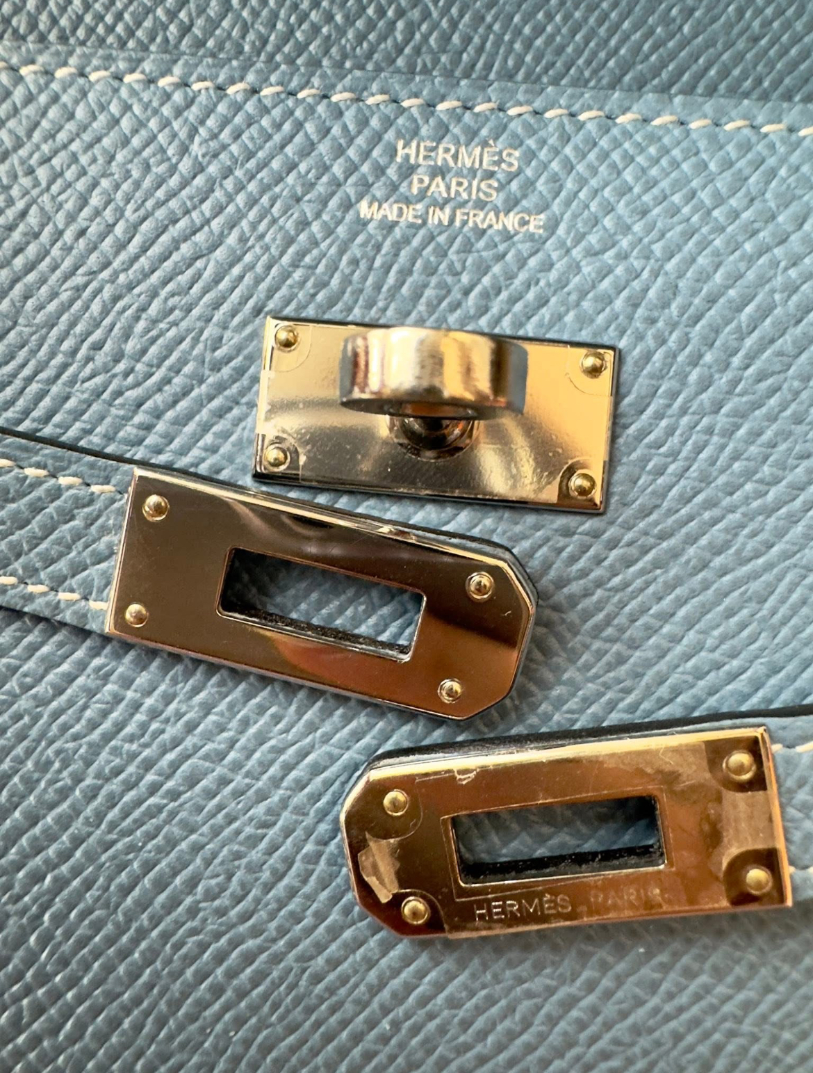Hermes Blue Epsom Leather Kelly Wallet