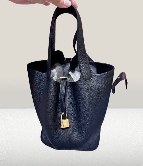 Hermes Picotin Black Clemence 22 Bag 