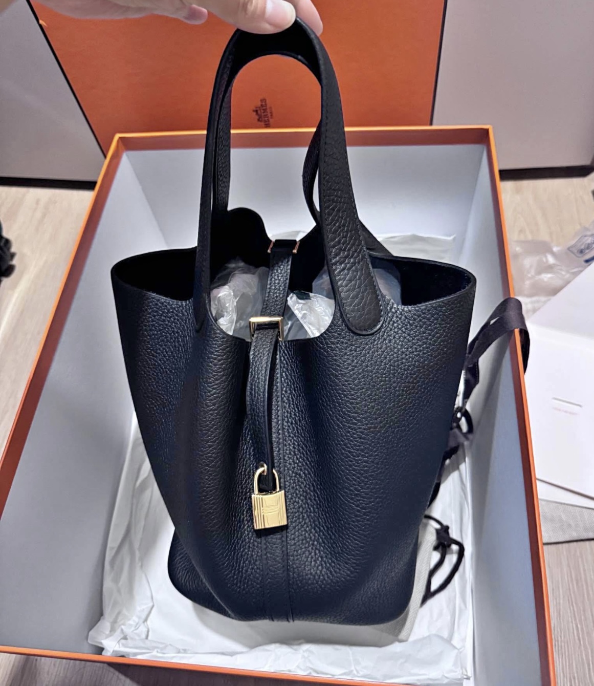 Hermes Picotin Black Clemence 22 Bag 