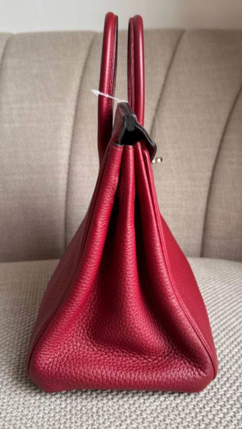 Hermes Rouge Grenat Togo Birkin 25 Handbag