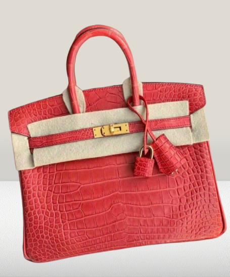 Hermes Geranium Pink Matte Alligator 25cm Birkin Bag