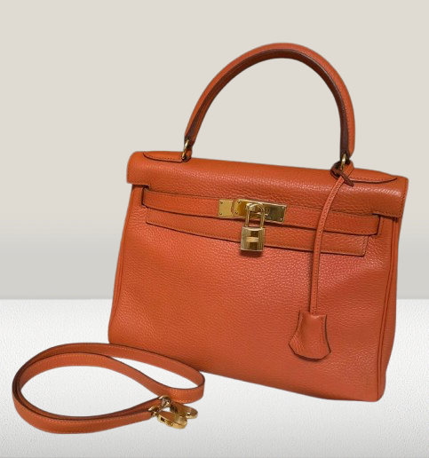 Hermes Kelly 28 Orange Retourne Bag