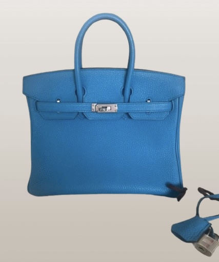 Hermes Blue Togo Birkin 25 Bag