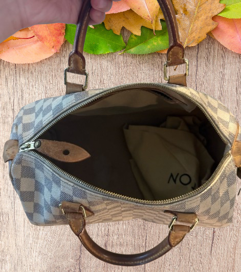 Louis Vuitton White Damier Azur Speedy 30 Bag