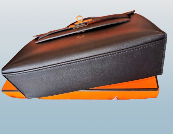 Hermes Kelly Pochette Black Swift Leather Bag