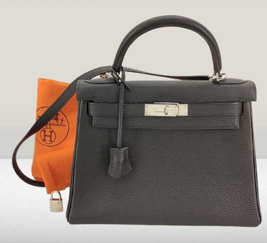 Hermes Kelly 28cm Black Togo Leather Bag 2003