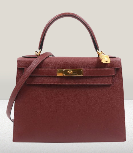 Hermes Rouge Epsom Leather Kelly 28 Bag