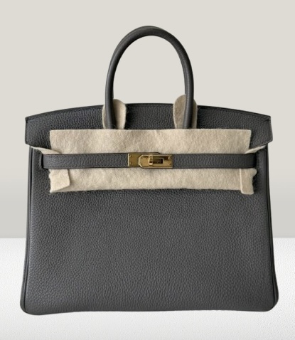 Hermes Etain Togo Leather Birkin 25cm Bag