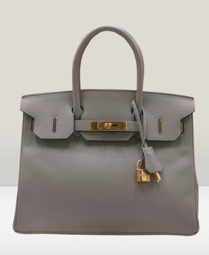 Hermes Togo Leather Grey Birkin 30 Bag 