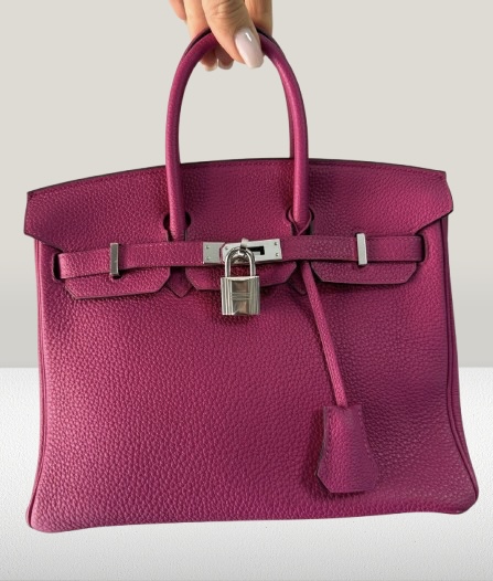Hermes Purple Togo Leather Birkin 25 Bag