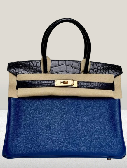 Hermes Blue Sapphire Birkin Touch 30 Handbag