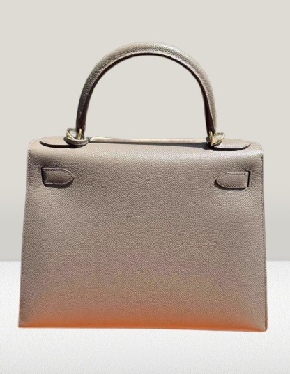 Hermes Gris Etain Epsom Leather Kelly 28 Bag
