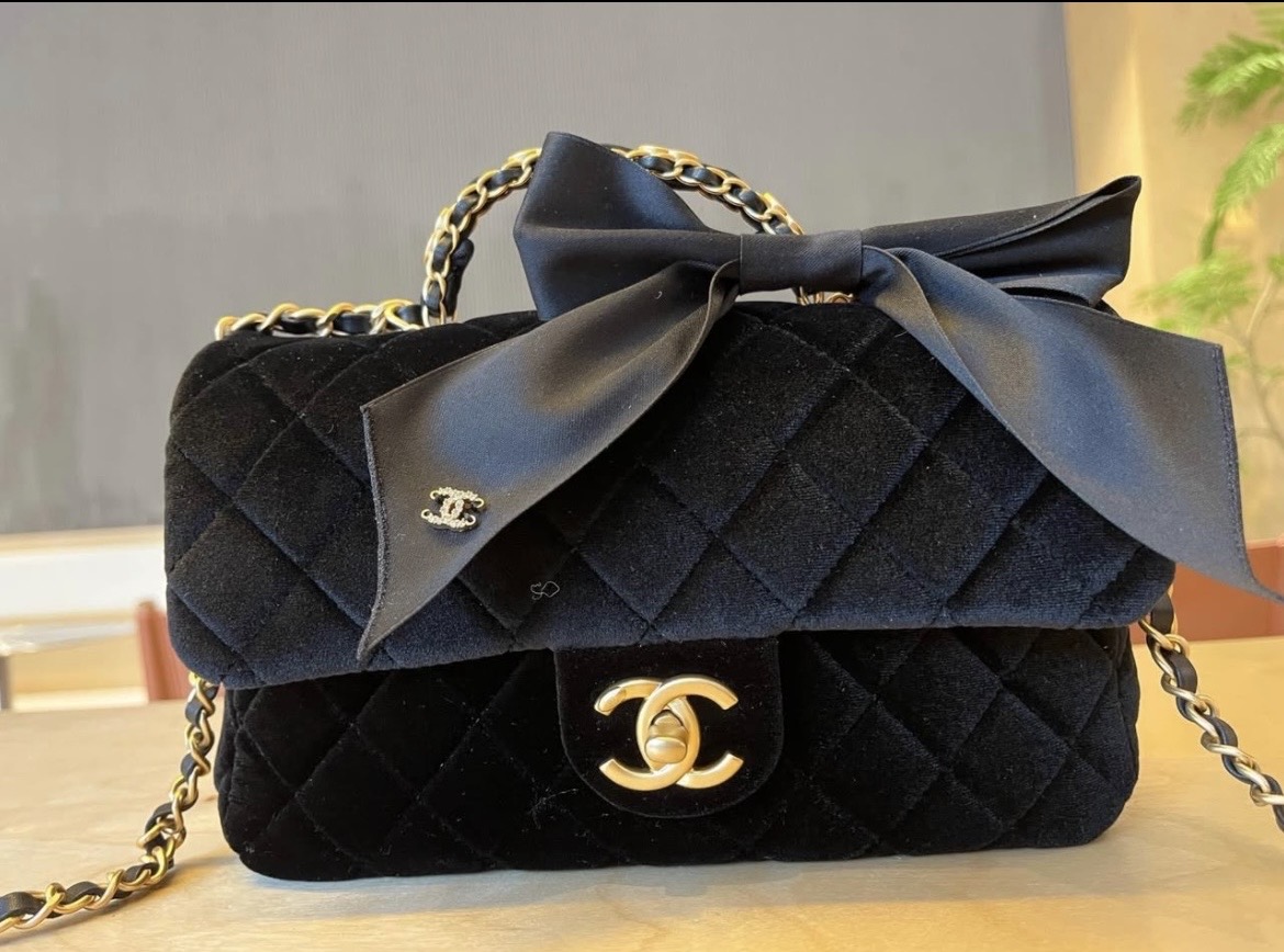 Chanel Black Velvet Medium Flap Bag