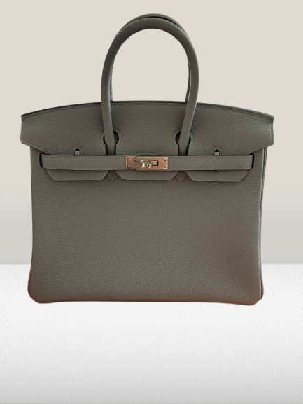 Hermes Gris Pantin Leather Birikin 25cm Handbag