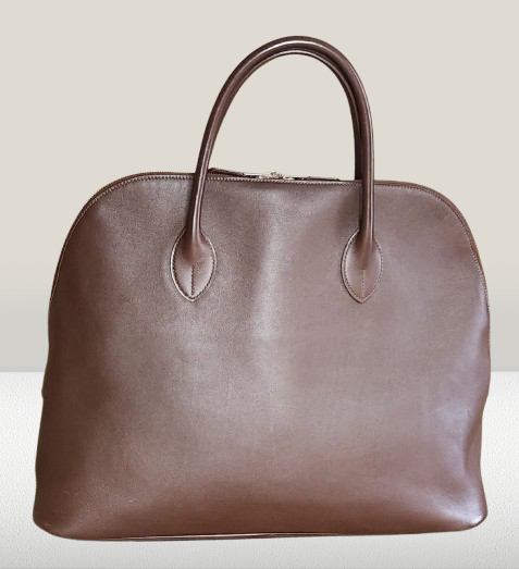 Hermes Chocolate Leather Bolide Handbag