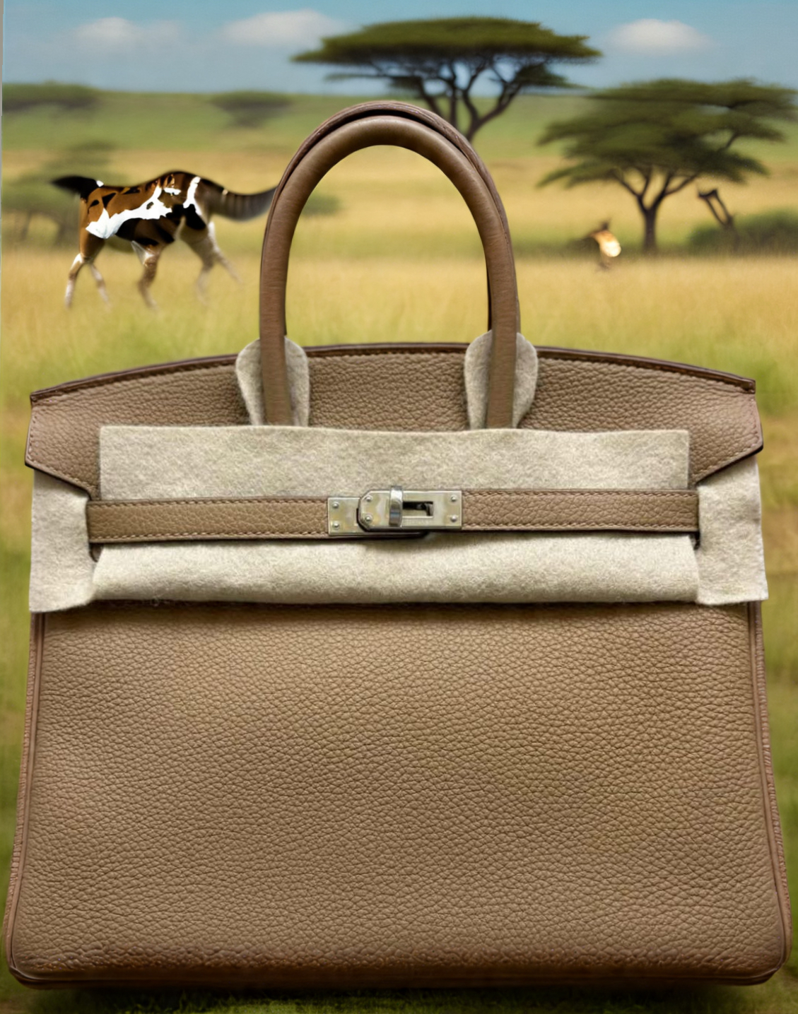 Hermes Biscuit Leather Birkin 25 Bag