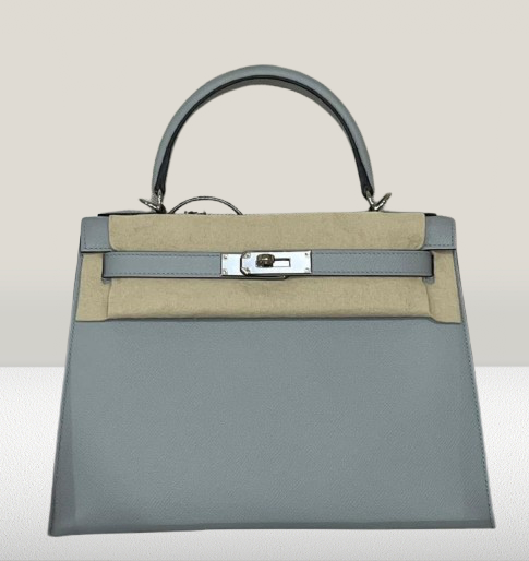 Hermes Blue Glacier Leather Kelly 28 Bag