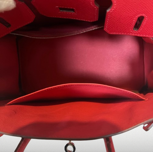 Hermes Red Leather Birkin 25 Bag