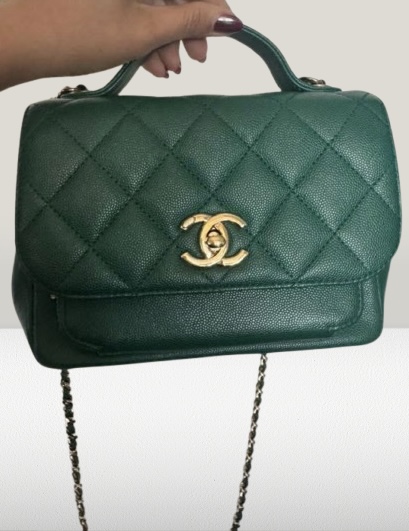 Chanel Green Caviar Leather Flap Bag