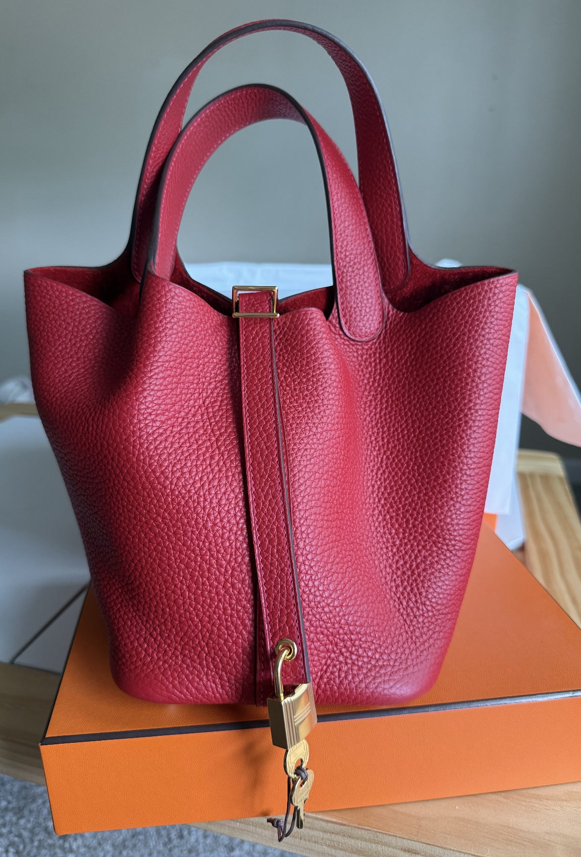 Hermes Rouge Casaque Red Picotin 18 Handbag