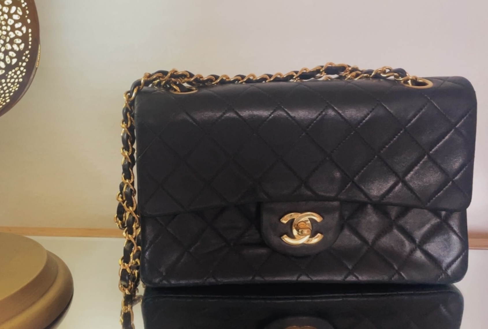 Chanel Black Lambskin Small size Double Flap Bag