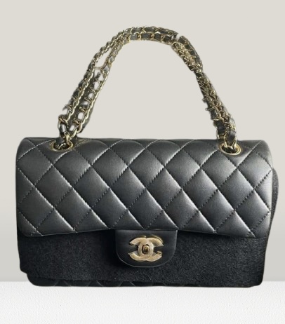 Chanel Black Small Lambskin Leather Double Flap Bag